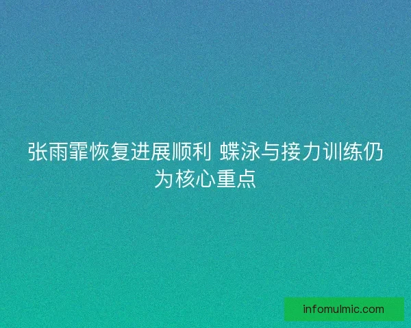 张雨霏恢复进展顺利 蝶泳与接力训练仍为核心重点